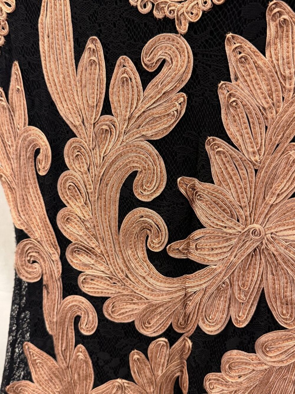 Phase Eight Tapework Lace Applique Cocktail Dress Black Blush Pink UK 10 US 6